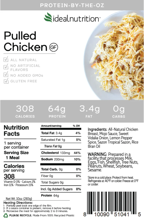 43 Protein By The OZ Pulled Chicken (10 OZ) (GF) Ideal